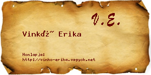 Vinkó Erika névjegykártya