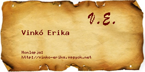 Vinkó Erika névjegykártya